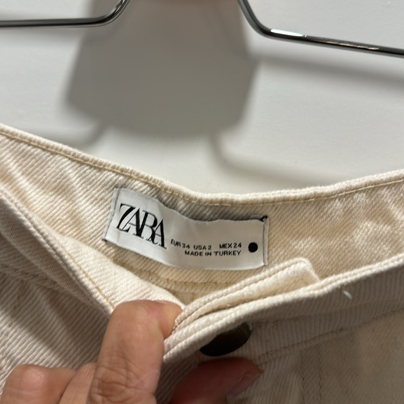 Zara cream cropped wide leg jeans - Picture 4 of 5